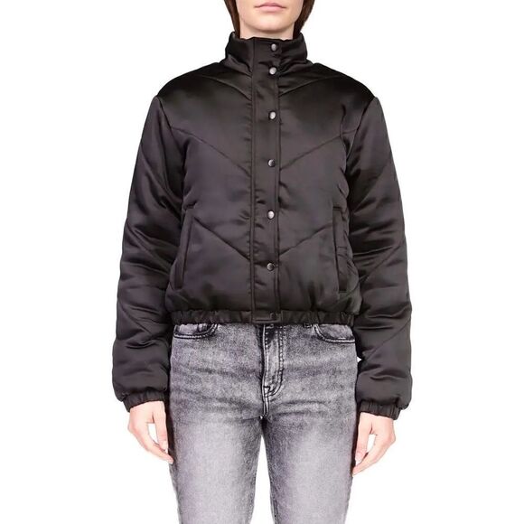 Sanctuary Womens Davis Black Chevron Puffer Short Quilted Coat Outerwear New XS - Picture 11 of 14